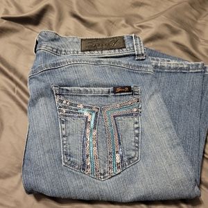Sequin pocket seven jeans